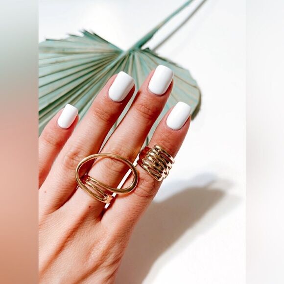 Gold Minimalist ring set N336 - Picture 1 of 4